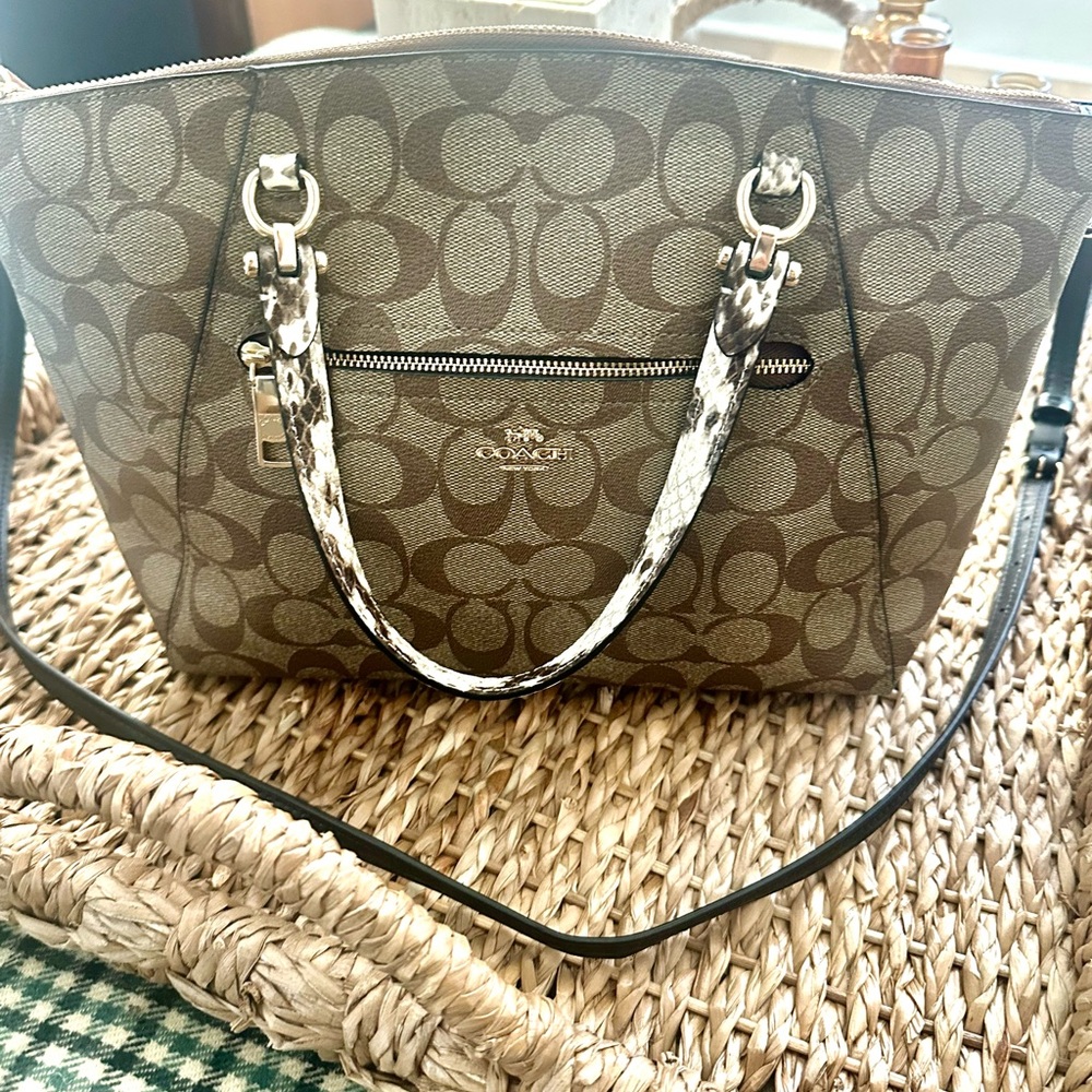Coach Tan and Black Signature Tote